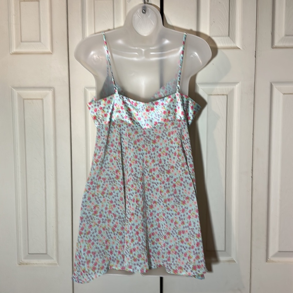Victoria's Secret Vintage 1990s Y2K Blue Floral Open Front Satin Cami Top Medium - Picture 12 of 16